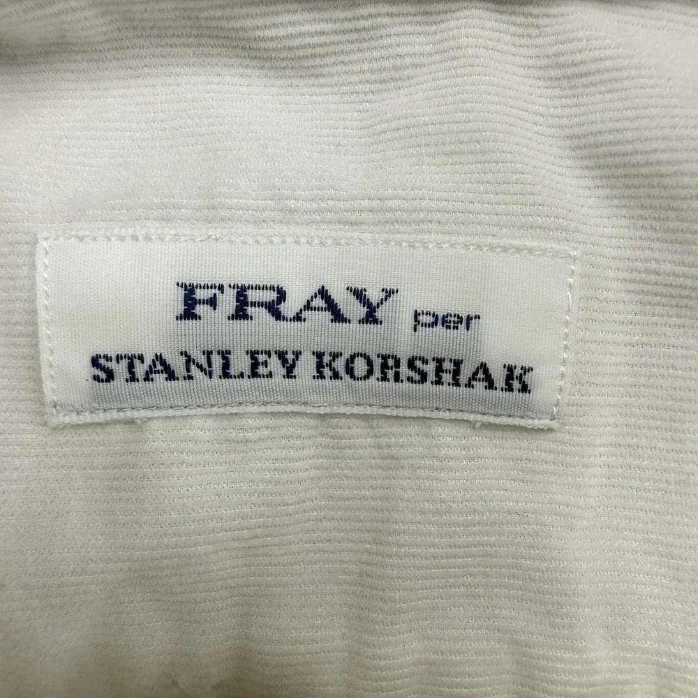 Fray Per Stanley Korshak Men's Corduroy Long Sleeve Button Shirt Large White